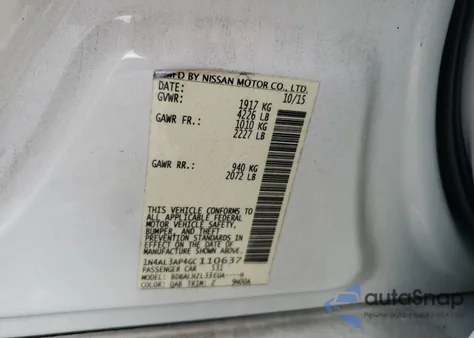 2016 Nissan Altima 2.5 z USA, uszkodzony, nr VIN 1N4AL3AP4GC110637